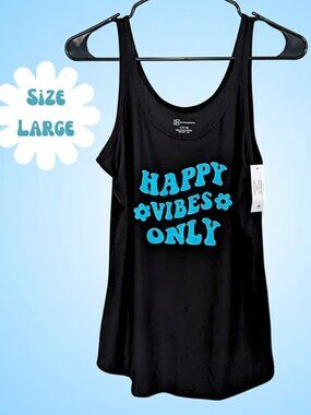 Black Workout Tank Top | Athleisure Gym Basic Sleeveless L